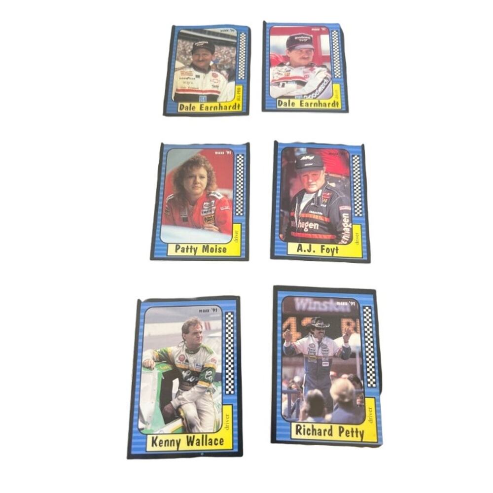 Vintage 1991 Nascar Collectors Card  Dale Earnhardt AJ Foyt  Randy Wallace and M